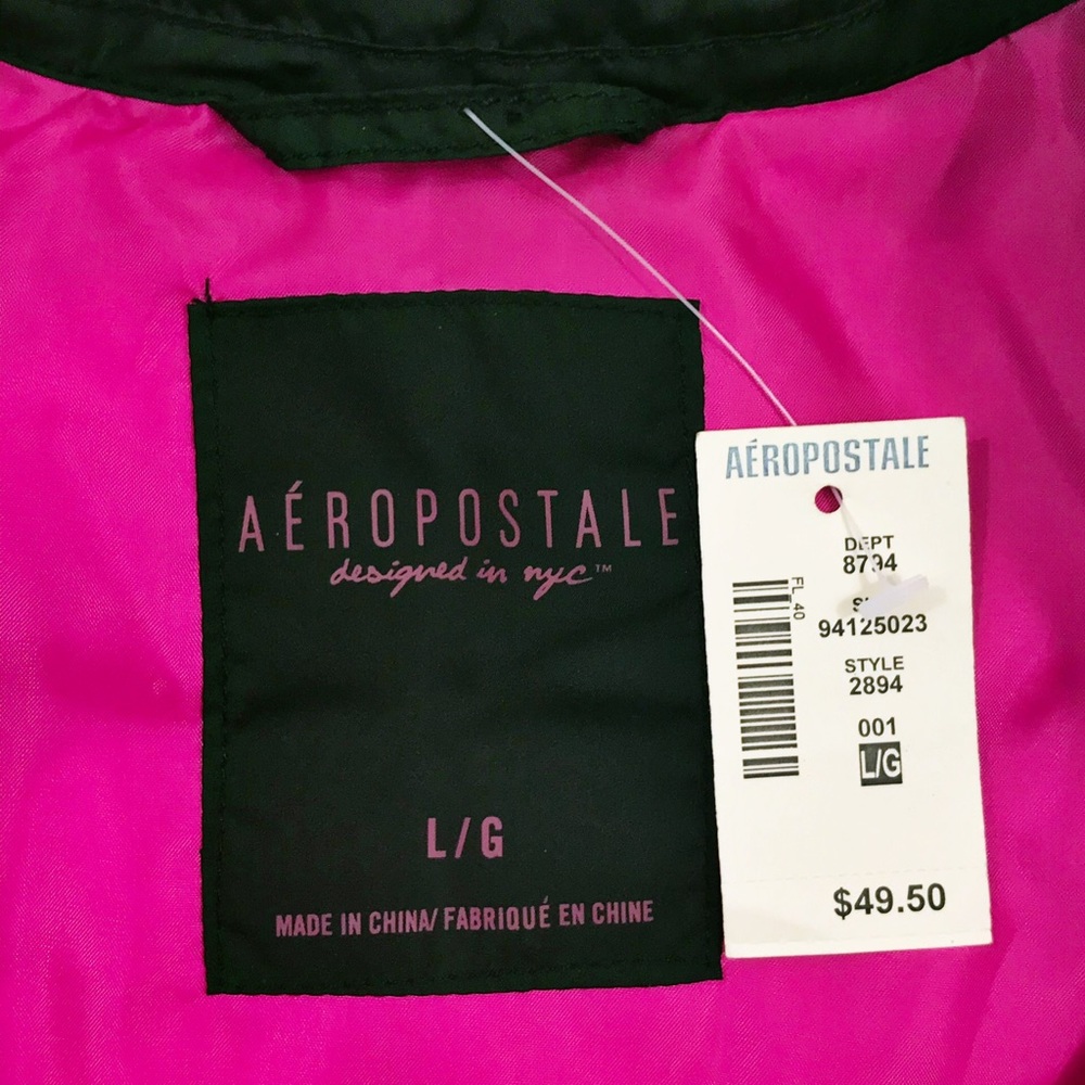 Aeropostale Black & Pink Puffer Vest - Picture 6 of 7